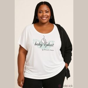 NWT Y2K Baby Phat Blouse in white with  aqua and black logo size 3X